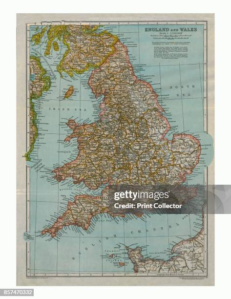 Map of England and Wales, circa 1910.[Encyclopaedia Britannica Co]. Artist Gull Engraving Company.