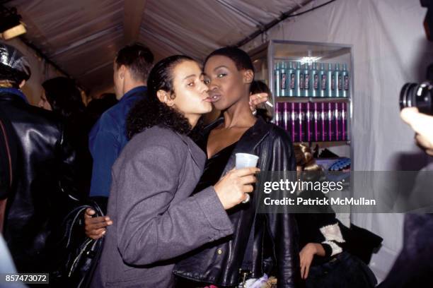 Jaye Davidson, Roshumba Williams Todd Oldham fashion show NYC November 2, 1993.