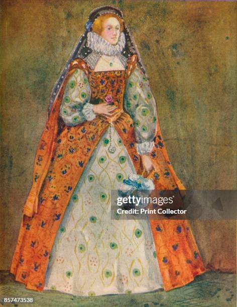 Woman of the Time of Elizabeth', 1907. From English Costume, painted and described by Dion Clayton Calthrop. [Adam & Charles Black, London, 1907]....