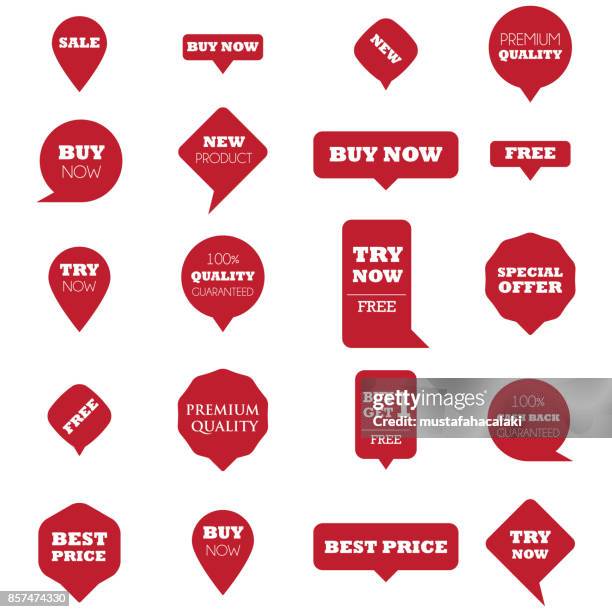 stockillustraties, clipart, cartoons en iconen met rode promotie wijzers met tekst - gratis