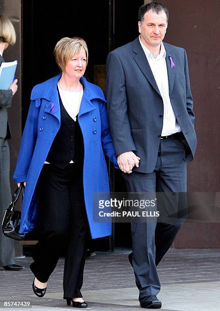 Melanie and Steve Jones, the parents of murdered 11-year-old Rhys Jones, leave on April 1, 2009 after the sentencing of Janette Mercer and Francis...