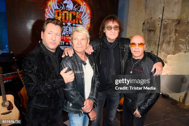 Rocklegenden Claudius Dreilich , Matthias Reim, Dieter Maschine Birr and Toni Krahl during the Rock Legenden Press Conference at Secret Garden on...