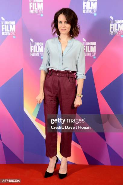 Claire Foy attends a photocall for "Breathe" during the 61st BFI London Film Festival on October 4, 2017 in London, England.