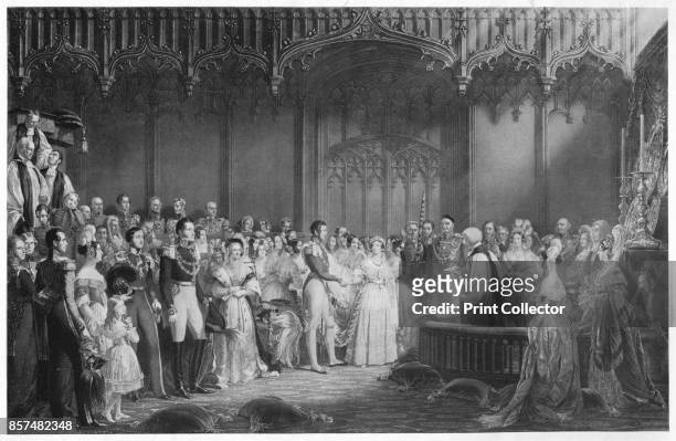 The Marriage of Queen Victoria and Prince Albert', circa 1840, . The Marriage of Queen Victoria and Prince Albert on the morning of 10th February...