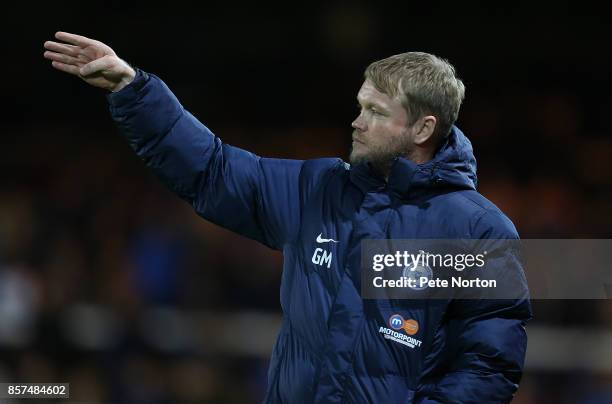 Peterborough United manager Grant McCann looks on during the Checkatrade Trophy match between Peterborough United and Northampton Town at The Abax...