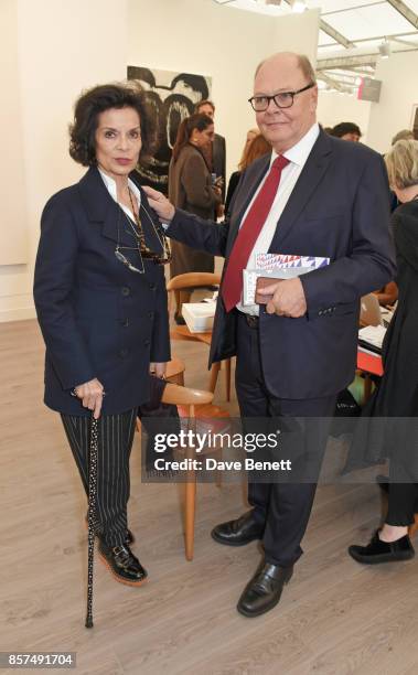 Bianca Jagger and Nicholas Logsdail attend the Frieze Art Fair 2017 VIP Preview in Regent's Park on October 4, 2017 in London, England.