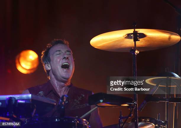 Drummer Rob Hirst from Midnight Oil performs during The Great Circle 2017 World Tour on October 4, 2017 in Darwin, Australia. The Great Circle 2017...