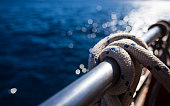 Sailboat rope, yacht detail. Yachting