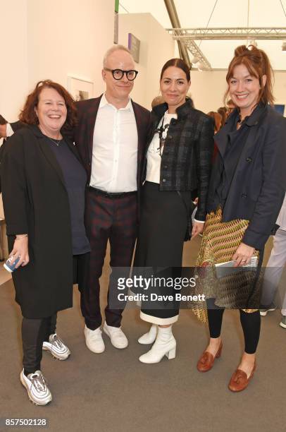 Sally Tallant, Hans-Ulrich Obrist, Yana Peel and Rose Dempsey attend the Frieze Art Fair 2017 VIP Preview in Regent's Park on October 4, 2017 in...