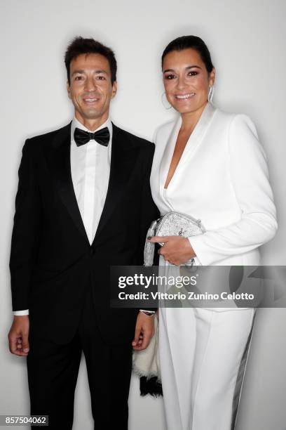 Alessandro Nasi and Alena Seredova pose for a portrait during amfAR Gala Milano on September 21, 2017 in Milan, Italy.