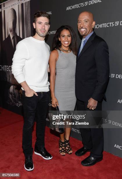 Kristos Andrews, WynterGrace Williams and Montel Williams attend the premiere of 'Architects Of Denial' at Taglyan Complex on October 3, 2017 in Los...
