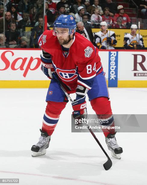 Guillaume Latendresse of the Montreal Canadiens skates against the Buffalo Sabres at the Bell Centre on March 28, 2009 in Montreal, Quebec, Canada.