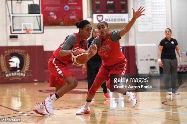 Asia Durr of the 2017 USA Women's National Team during training camp at Westmont College on September 30, 2017 in Santa Barbara, California. NOTE TO...