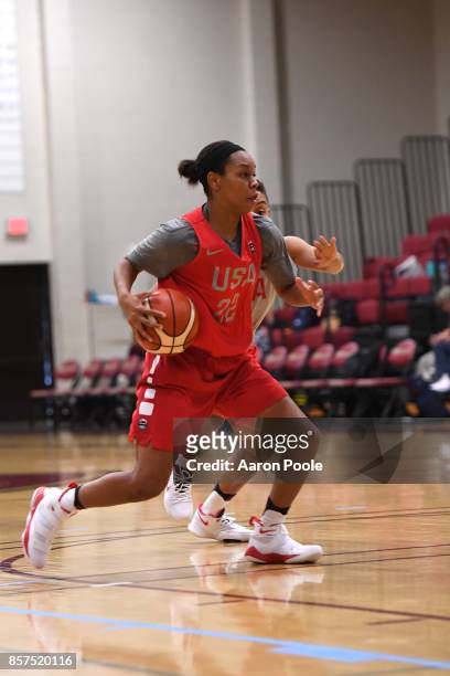 Asia Durr of the 2017 USA Women's National Team during training camp at Westmont College on September 30, 2017 in Santa Barbara, California. NOTE TO...