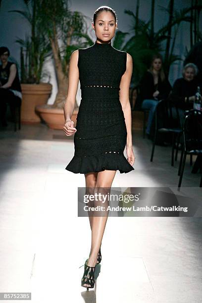 Model walks the runway at the Azzedine Alaia Ready-To-Wear A/W 2009 fashion show during Paris Fashion Week on March 12, 2009 in Paris, France.