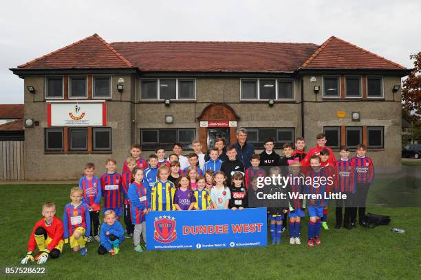 Alan Hansen visits Dundee West Football Club prior to the 2017 Alfred Dunhill Links Championship on October 4, 2017 in Dundee, Scotland.