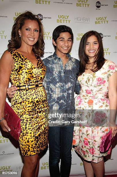 Actresses Vanessa Williams and America Ferrera and actor Mark Indelicato attend the Diamond Information Center's Hosting of the Ugly Betty Premiere...