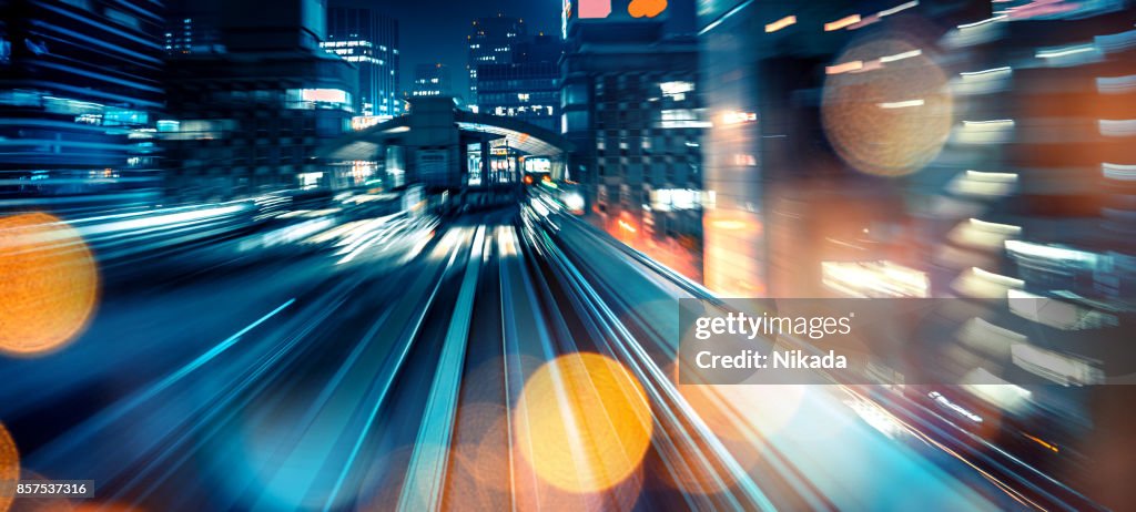 Abstract motion-blurred view from a moving train