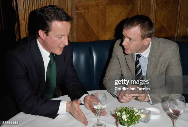 David Cameron MP and director Guy Richie attend the launch of Charlie Brooks' new novel "Citizen" at Tramp nightclub on April 1, 2009 in London,...