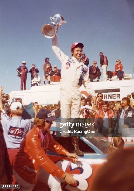 Richard Petty in victory lane during the 1974 NASCAR Cup Series season.