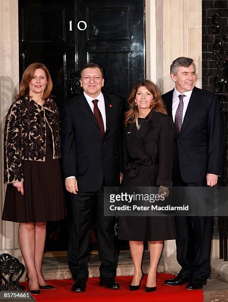 Sarah Brown wife of Gordon Brown, President of the European Commission José Manuel Barroso, his wife Margarida Sousa Uva and British Prime Minister...