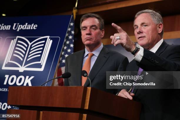 Senate Intelligence Committee Chairman Richard Burr and committee Vice Chair Mark Warner hold a news conference on the status of the committee's...