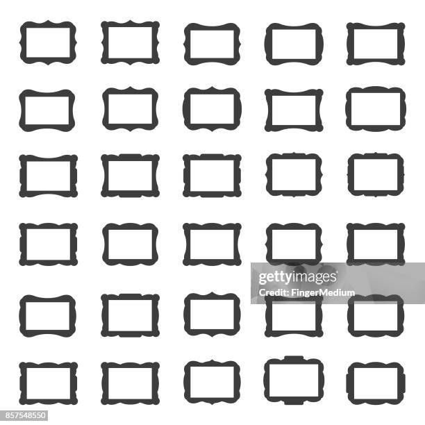 ilustraciones, imágenes clip art, dibujos animados e iconos de stock de conjunto de iconos de marco - borde negro