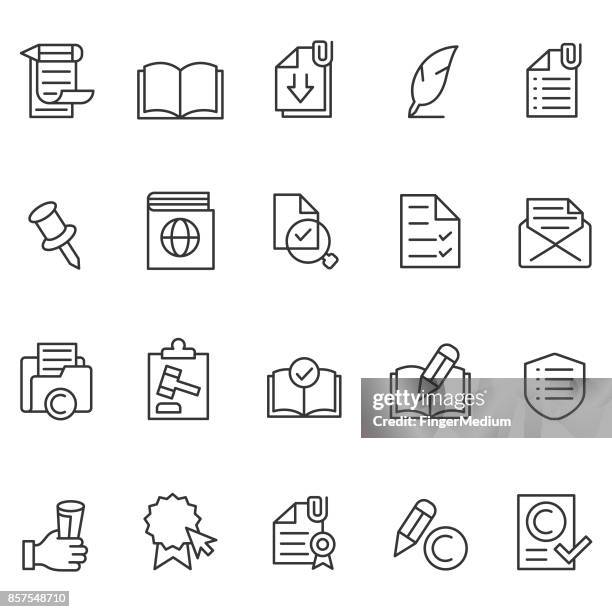 stockillustraties, clipart, cartoons en iconen met pictogram documentenset - intellectueel eigendom