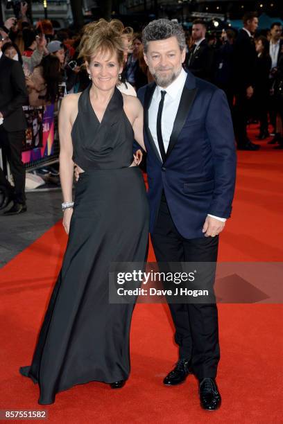 Andy Serkis and Lorraine Ashbourne attend the European Premiere of "Breathe" on the opening night gala of the 61st BFI London Film Festival on...