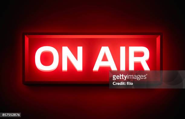 on air glowing sign - television host stock illustrations