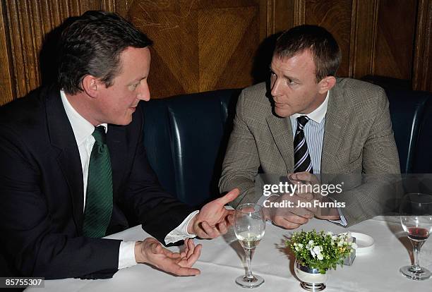 David Cameron MP and director Guy Richie attend the launch of Charlie Brooks' new novel "Citizen" at Tramp nightclub on April 1, 2009 in London,...