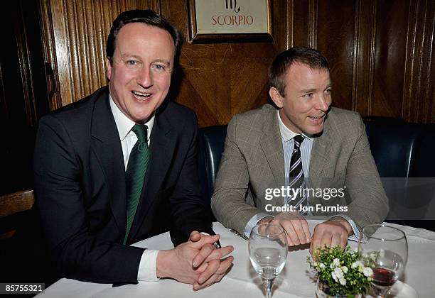 David Cameron MP and director Guy Richie attend the launch of Charlie Brooks' new novel "Citizen" at Tramp nightclub on April 1, 2009 in London,...