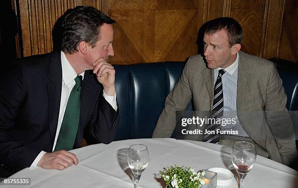 David Cameron MP and director Guy Richie attend the launch of Charlie Brooks' new novel "Citizen" at Tramp nightclub on April 1, 2009 in London,...