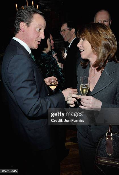David Cameron MP and newsreader Kay Burley attend the launch of Charlie Brooks' new novel "Citizen" at Tramp nightclub on April 1, 2009 in London,...