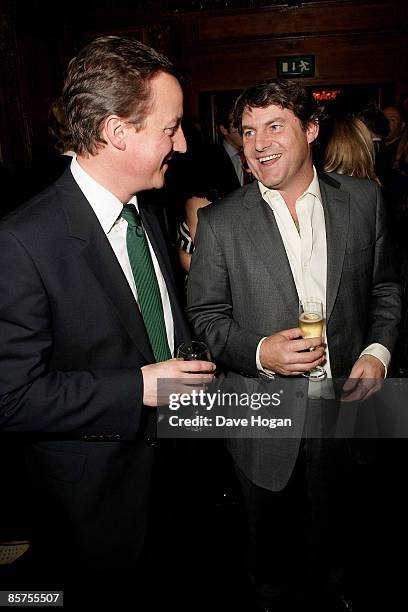 David Cameron and Charlie Brooks attend the book launch for Charlie Brook's new book 'Citizen' at Tramp, Jermyn Street on April 1, 2009 in London,...