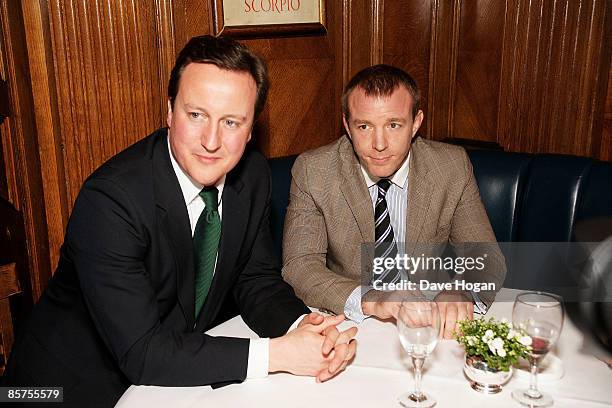 David Cameron and Guy Ritchie attend the book launch for Charlie Brook's new book 'Citizen' at Tramp, Jermyn Street on April 1, 2009 in London,...