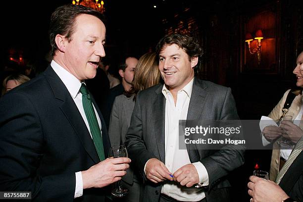 David Cameron and Charlie Brooks attend the book launch for Charlie Brooks' new book 'Citizen' at Tramp, Jermyn Street on April 1, 2009 in London,...