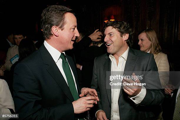 David Cameron and Charlie Brooks attend the book launch for Charlie Brook's new book 'Citizen' at Tramp, Jermyn Street on April 1, 2009 in London,...