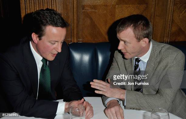 David Cameron MP and director Guy Richie attend the launch of Charlie Brooks' new novel "Citizen" at Tramp nightclub on April 1, 2009 in London,...