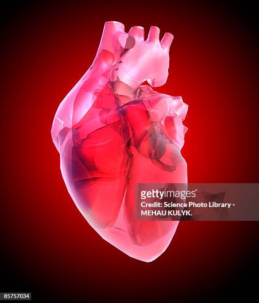 heart of glass against red background - aortas stock illustrations