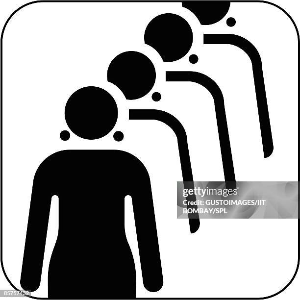 female queue symbol against white background - segregation stock illustrations