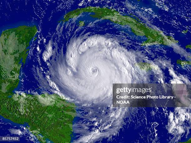 hurricane dean satellite image - hurricane stock pictures, royalty-free photos & images