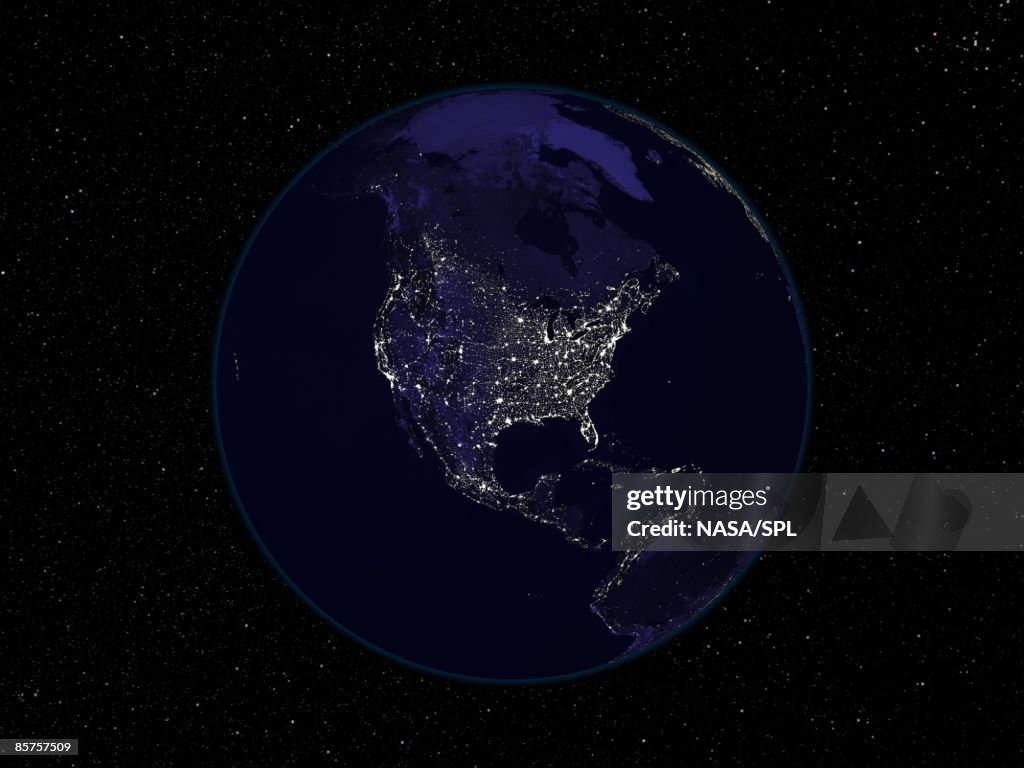 Satellite image of North America