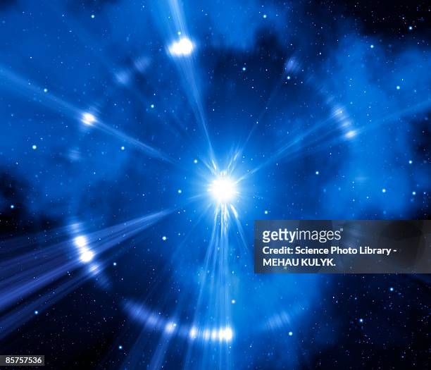 supernova explosion, computer artwork - big bang stock illustrations