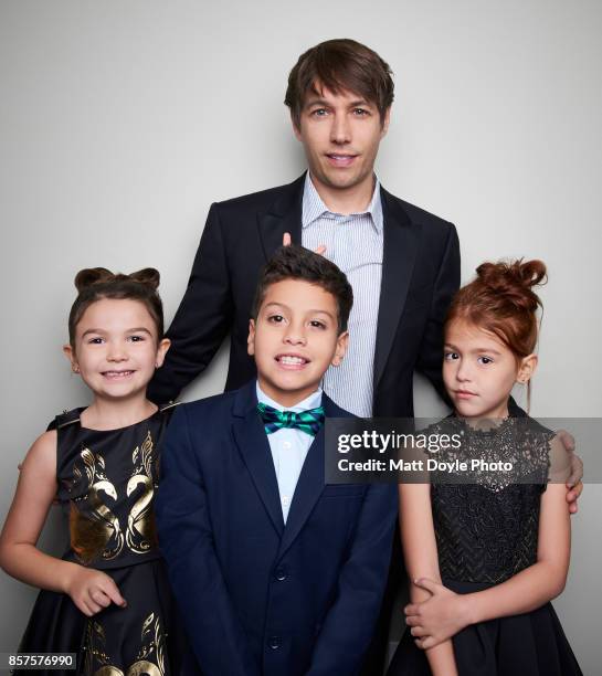 Sean Baker, Bria Vinaite, Brooklynn Prince, and Christopher Rivera attend of 'The Florida Project' pose for a portrait at the 55th New York Film...