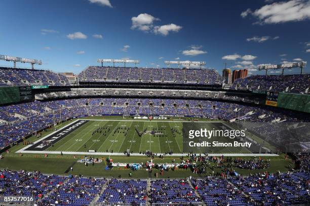 Overall view of M&T Bank Stadium during Baltimore Ravens vs Pittsburgh Steelers game. Baltimore, MD 10/1/2017 CREDIT: Simon Bruty