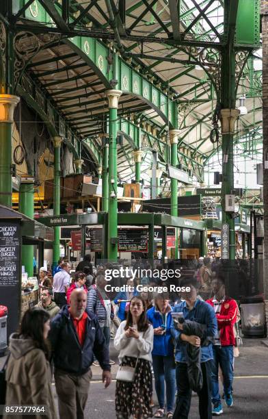 Crowd of people walk through Borough Market on September 13 in London, England. Great Britain's move toward "Brexit," or the departure from the...