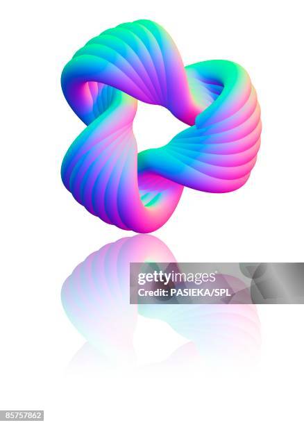 torus knot, computer artwork - interlocking shapes stock illustrations