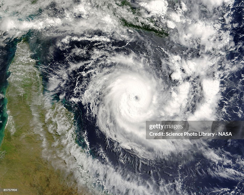 Terra satellite image of tropical cyclone Ingrid in Coral Sea