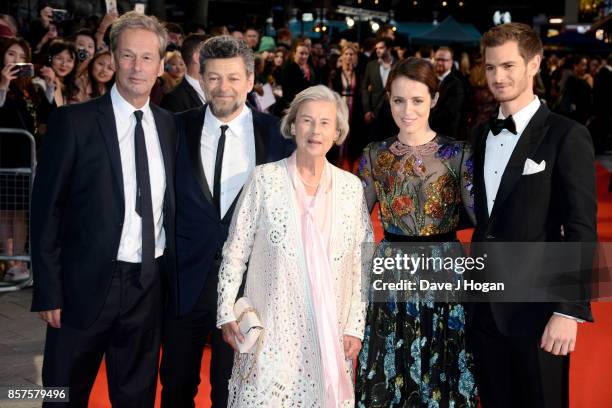 Producer Jonathan Cavendish, Andy Serkis, Diana Cavendish, Claire Foy and Andrew Garfield attend the European Premiere of "Breathe" on the opening...